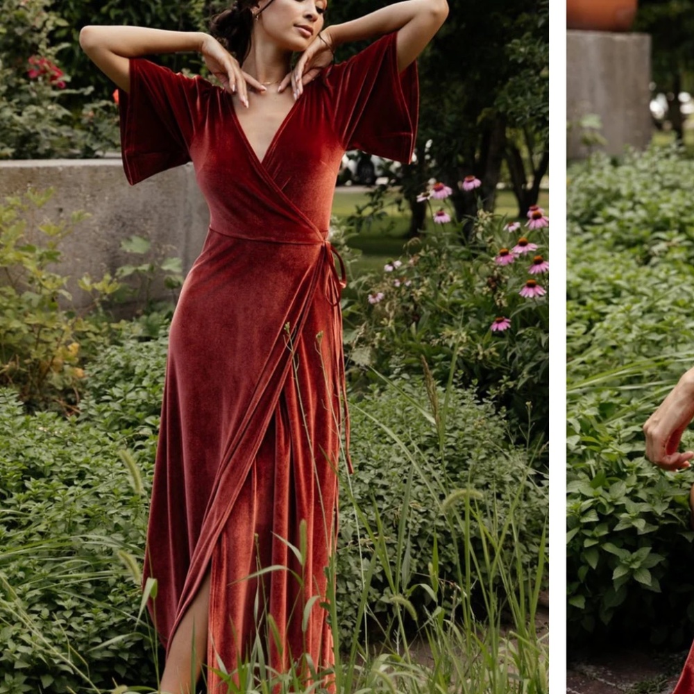 Baltic born wrap dress in terracotta